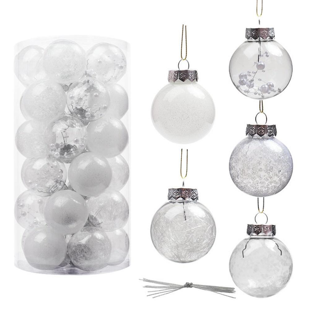 Clear Christmas Ball Ornaments Decorations Xmas Tree Shatterproof Ornaments with Hanging Loop for Home Decor Holiday Party
