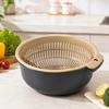 Fruit Washing Colander Bowl Set, Removable Drain Basket and Outer Bowl for Rinsing Produce, Legumes and Rice at Sink