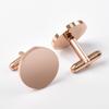 Polished Stainless Steel & Titanium Round Cufflinks with Tie Clip – Fashionable Business Accessory for Men