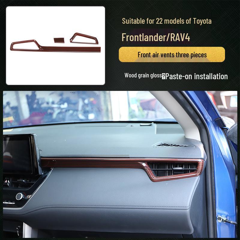 Rui Fang Carbon Fiber Interior Stickers: Fits 22 Models, Center Console Lift Panel, Peach Wood Design.