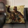 Movie I-Indiana J-Jones Cushion Cover Natural Linen Organic Fabric Double-Sided Printing Sofa Home Decor Gift Pillow Case
