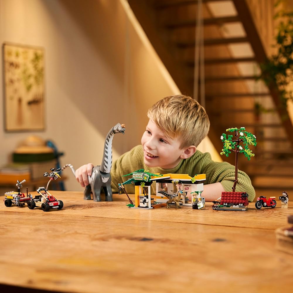 LEGO Jurassic World Raptor and Titanosaurus Chase Mission Toy Building Set for Kids Ages 7-9