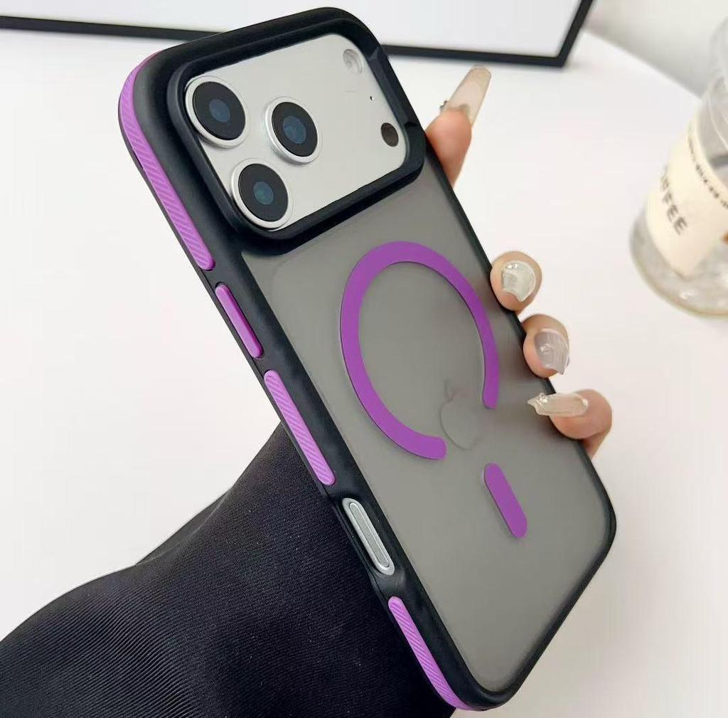 Apple 16 Pro Max & iPhone 15/14/13 Dvoubarevné magnetické matné pouzdro odolné proti pádu