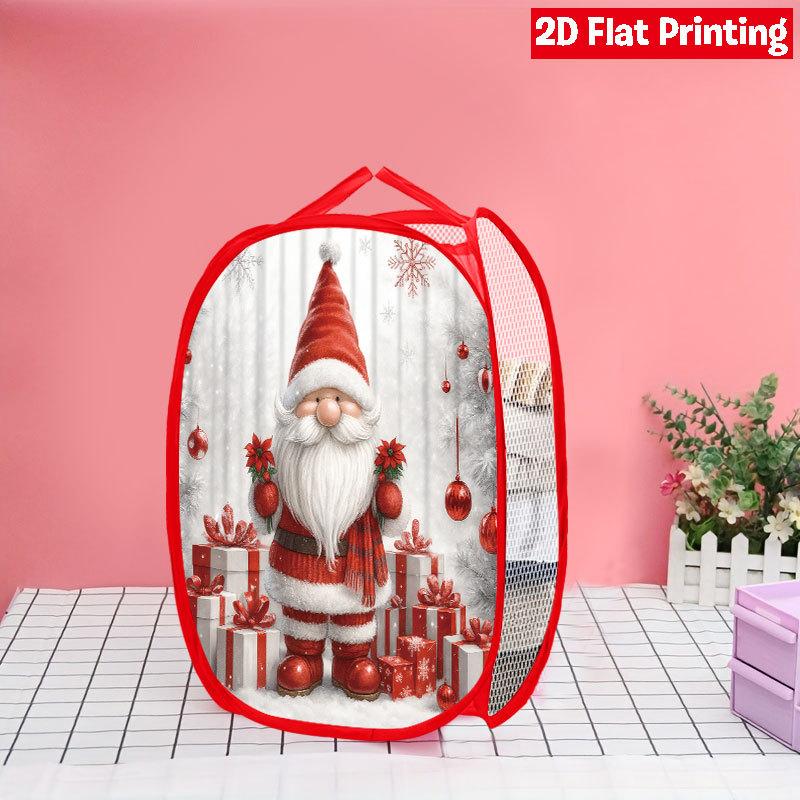 1Pcs Christmas Faceless Gnome Pop-Up Laundry Hamper Expandable Mesh Hamper Basket for Room Bedroom Bathroom Organization Contemporary Storage