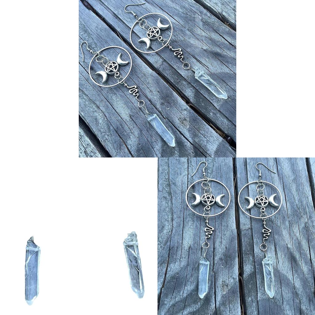 Geometric Moon Star Earrings Alloy Handmade Retro Style For Women Summer