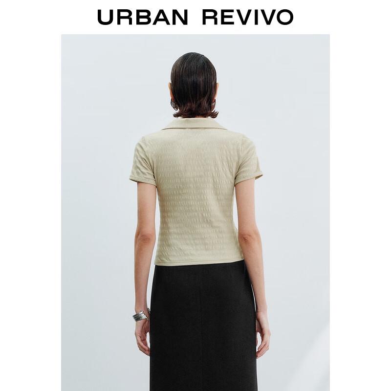 UR 2025 Autumn Women's Pleated Slim Lapel T-shirt