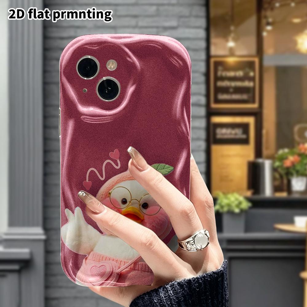Phone Case: 2D Flat Design Suitable for iPhone 18 17 16 15 14 13 Pro Protective Case, Peach Hyaluronic Acid Duck, Perfect Christmas and Halloween Holi