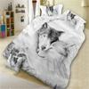 3D Cute Wolves Cat Dog Print Bedding Set Cute Duvet Quilt Cover Wild Animal Tribal Bed Cover With Pillowcases Custom Bed Linen