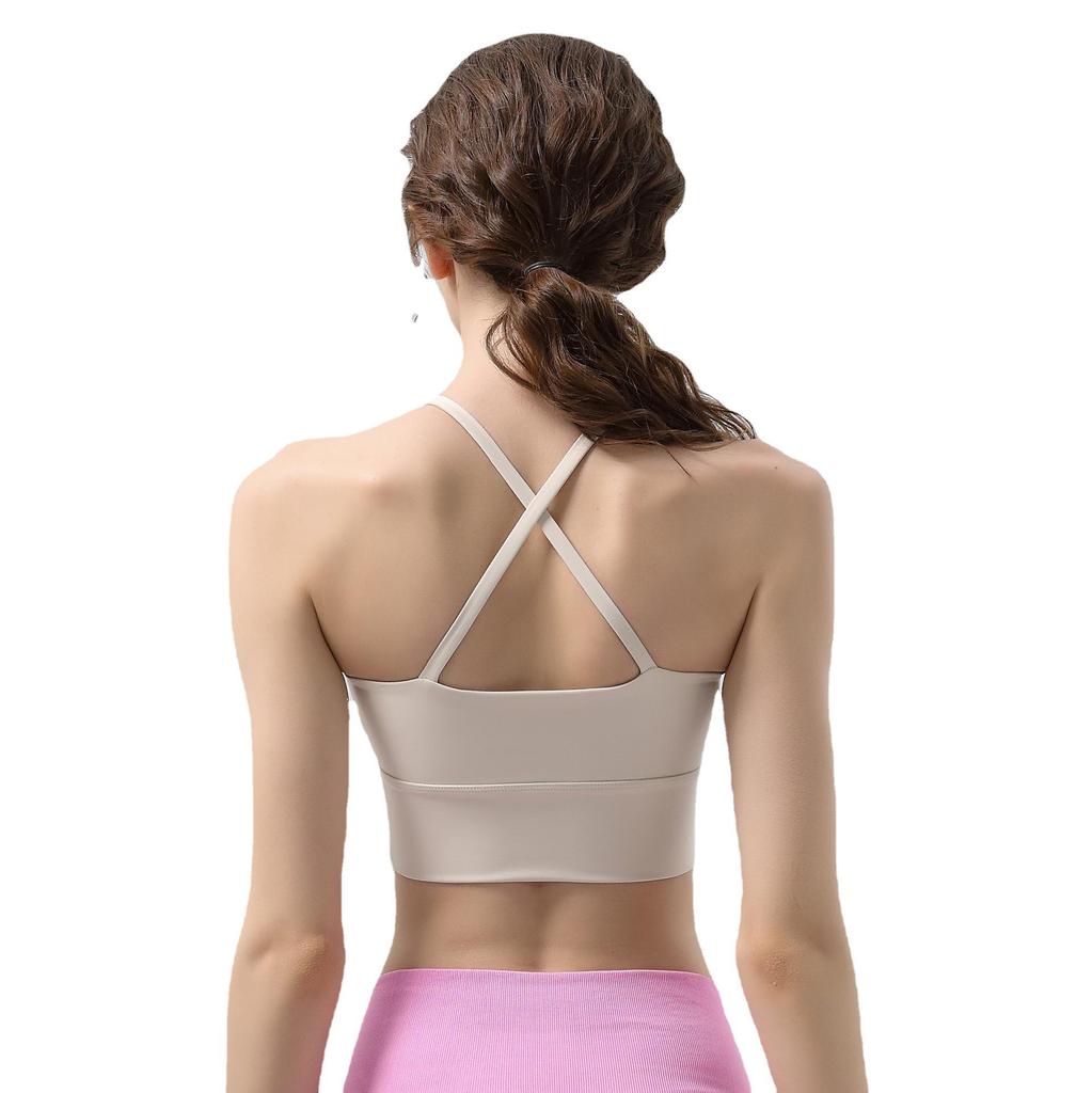 Summer Pleated Halter Sports Yoga Tank Top with Beautiful Back