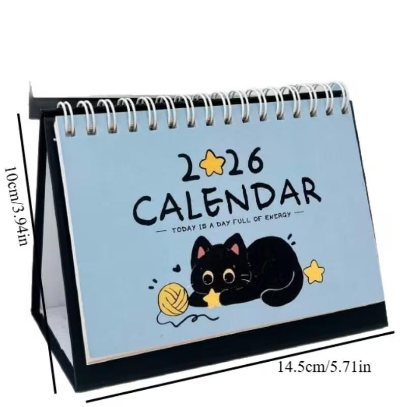 2026 Large Cat-Themed Desktop Calendar & Planner - Bilingual English/Chinese Monthly Weekly Planner Book(October 2025-Dec 2026)