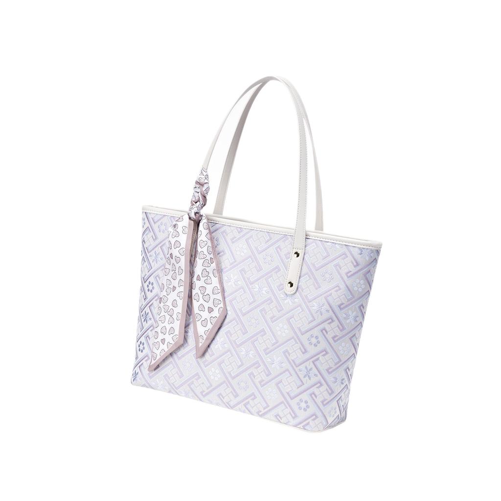 New Chinese-style Guangxi Zhuang brocade tote bag, large-capacity commuter shoulder bag with silk scarf decoration