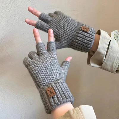Damen Herren Kurze Outdoor Halbfingerhandschuhe Fingerlose Strickhandschuhe Handgelenk Frühling Herbst Warm Stretch Arbeit Fahrradzubehör Handschuhe