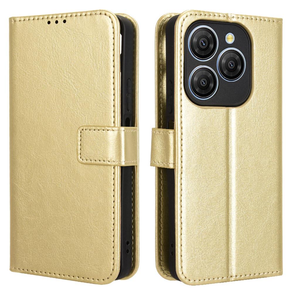 

For Blackview Shark 9 5G Case Crazy Horse Texture PU Leather Phone Wallet Cover Gold