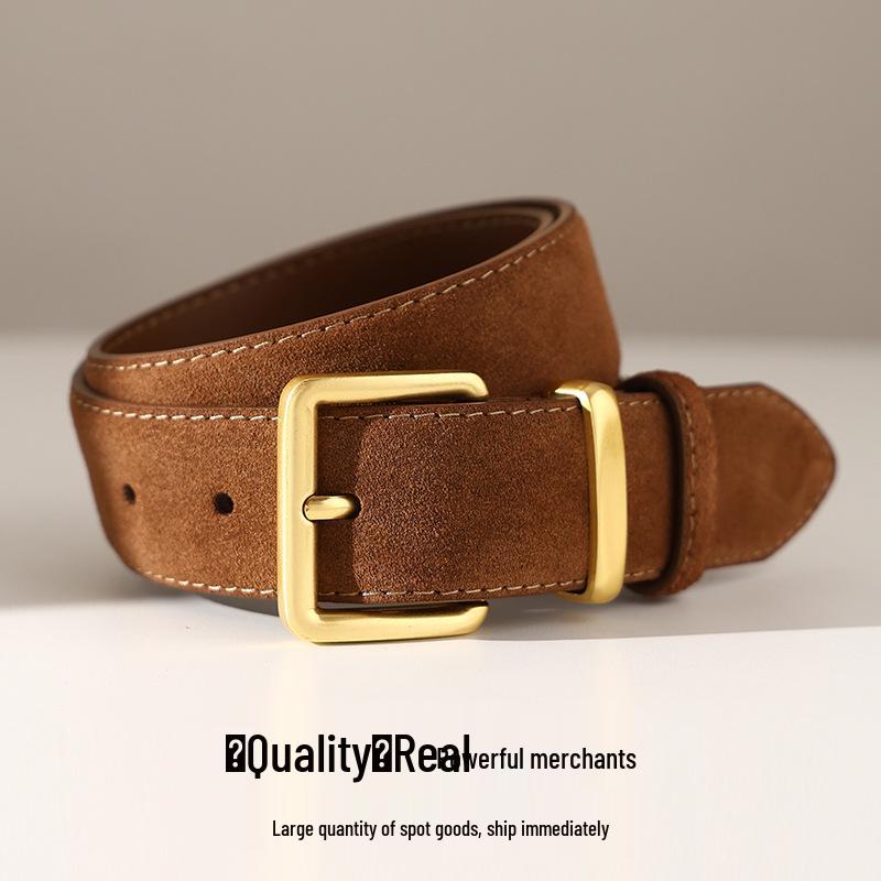 Women's Retro Suede Leather Belt - Versatile, Fashionable Cowhide Waistband