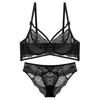 New pure desire wind lace with steel ring upper support underwear set sexy hollow small chest not empty cup gathering bra cover