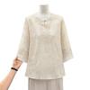 Early Spring Chic: Jacquard Light Luxury Apricot Plus Size Round Neck Three-Quarter Sleeve Women's T-shirt