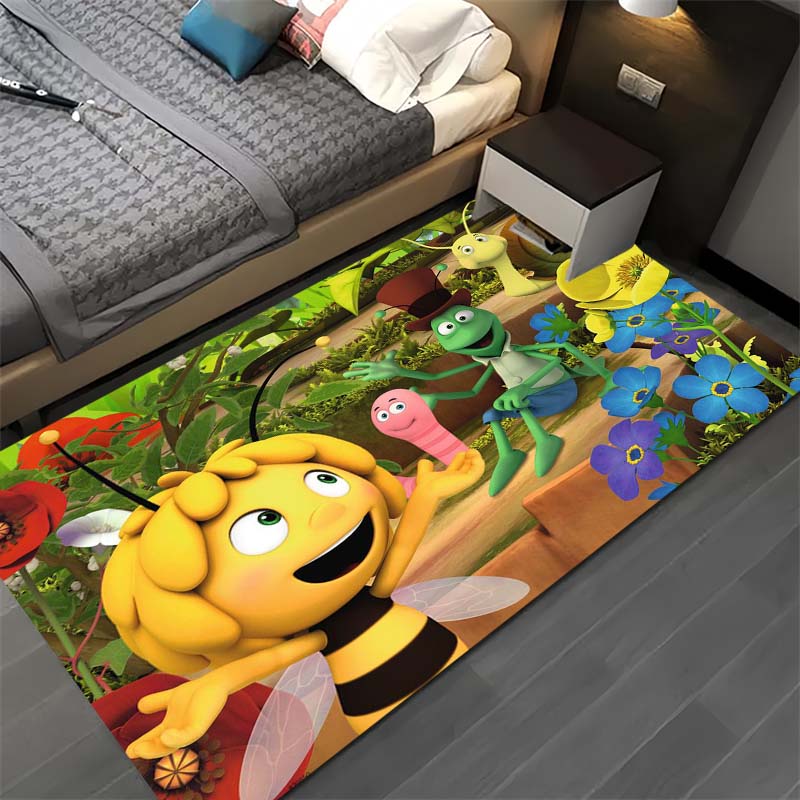 Tappetino Ingresso Antiscivolo con Stampa Personaggio Cartone Animato Maya l'Ape Tappetino Pavimento Ingresso Tappeto Serie Animata Decorazione Corridoio Casa