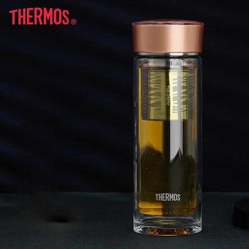 THERMOS TCGE-40 Double-Layer Glass Tea Infuser Bottle