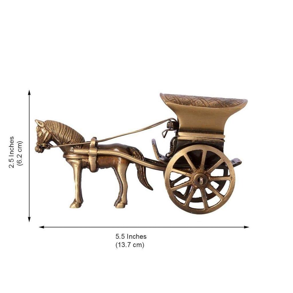 Brass Horse Cart Replica Showpiece, Showpieces for Home Décor, Showpieces for Corner Table, Brass Home Decor,