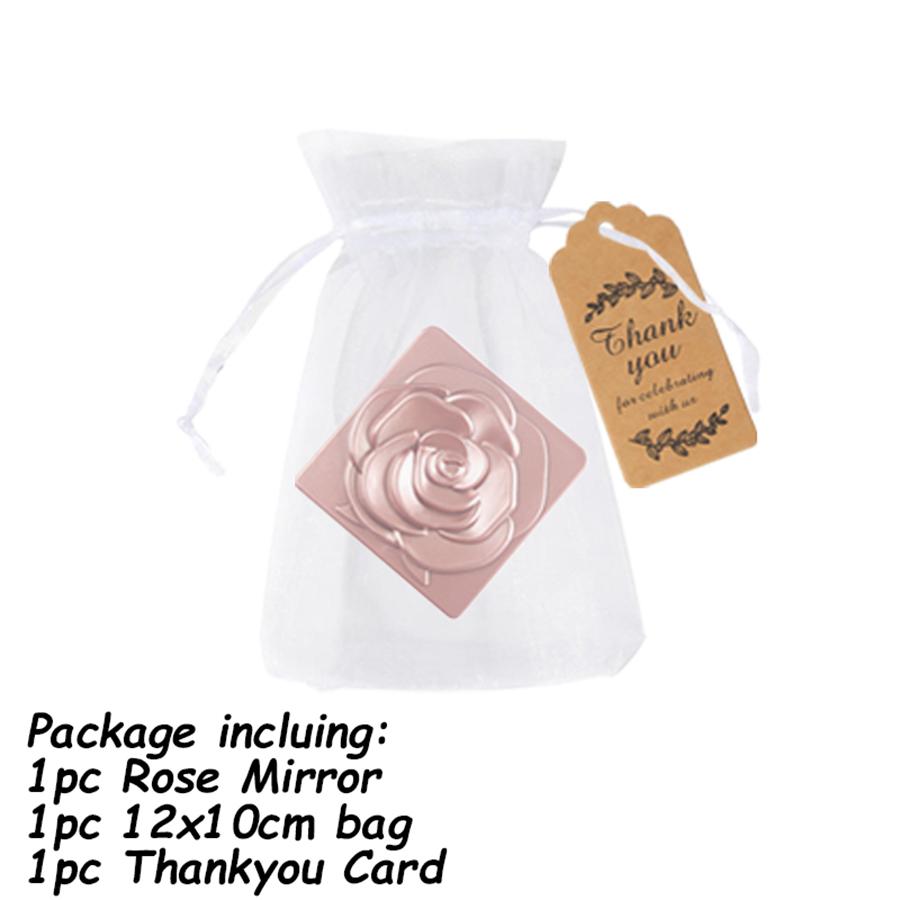 

1-6Set 7cm Square Rose Mirror with Storage Bag Lady Handbag Portable Handheld Folding Mirror Dressing Table Makeup Accessories