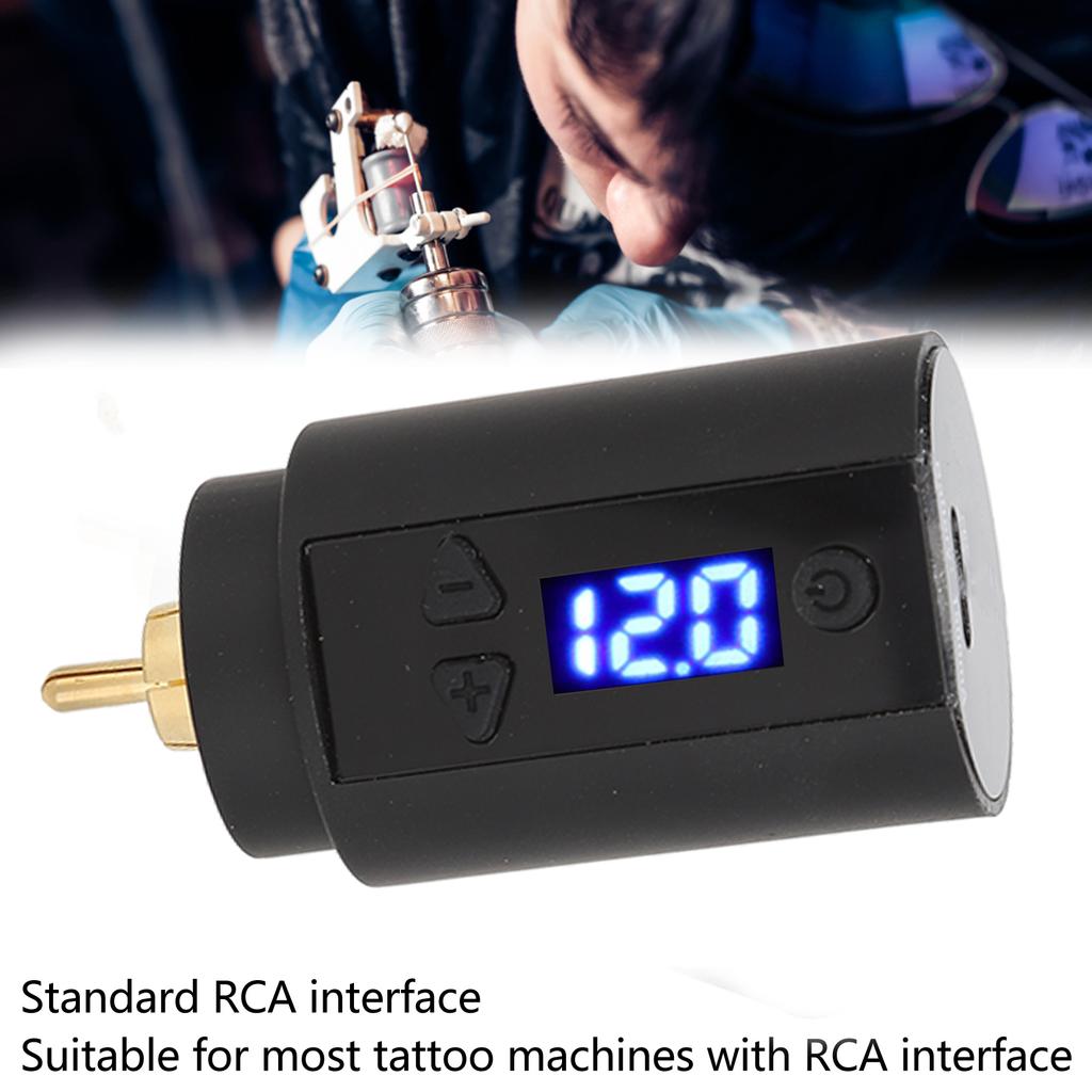 Tattoo Pen Power Supply 3‑12V Black Tattoo Power Supply USB Charging Adjustable Voltage Cordless Tattoo Pen Power Supply