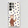 Y2K Curious George Phone Case For Samsung Galaxy S25 S24 S23 Ultra Metal Frame Case Slim Shockproof Cover Durable