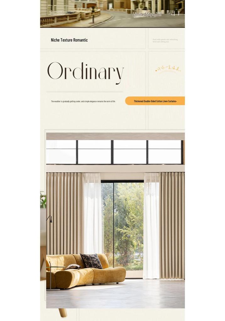 Elegant Double-Sided Cotton Linen Light-Blocking Curtains with Retro Design and Multiple Specifications