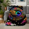 "Colorful Floral Celestial Wall Art Decor"Blanket Flannel Throw Blanket for Sofa, Bed, Travel, Camping, Office