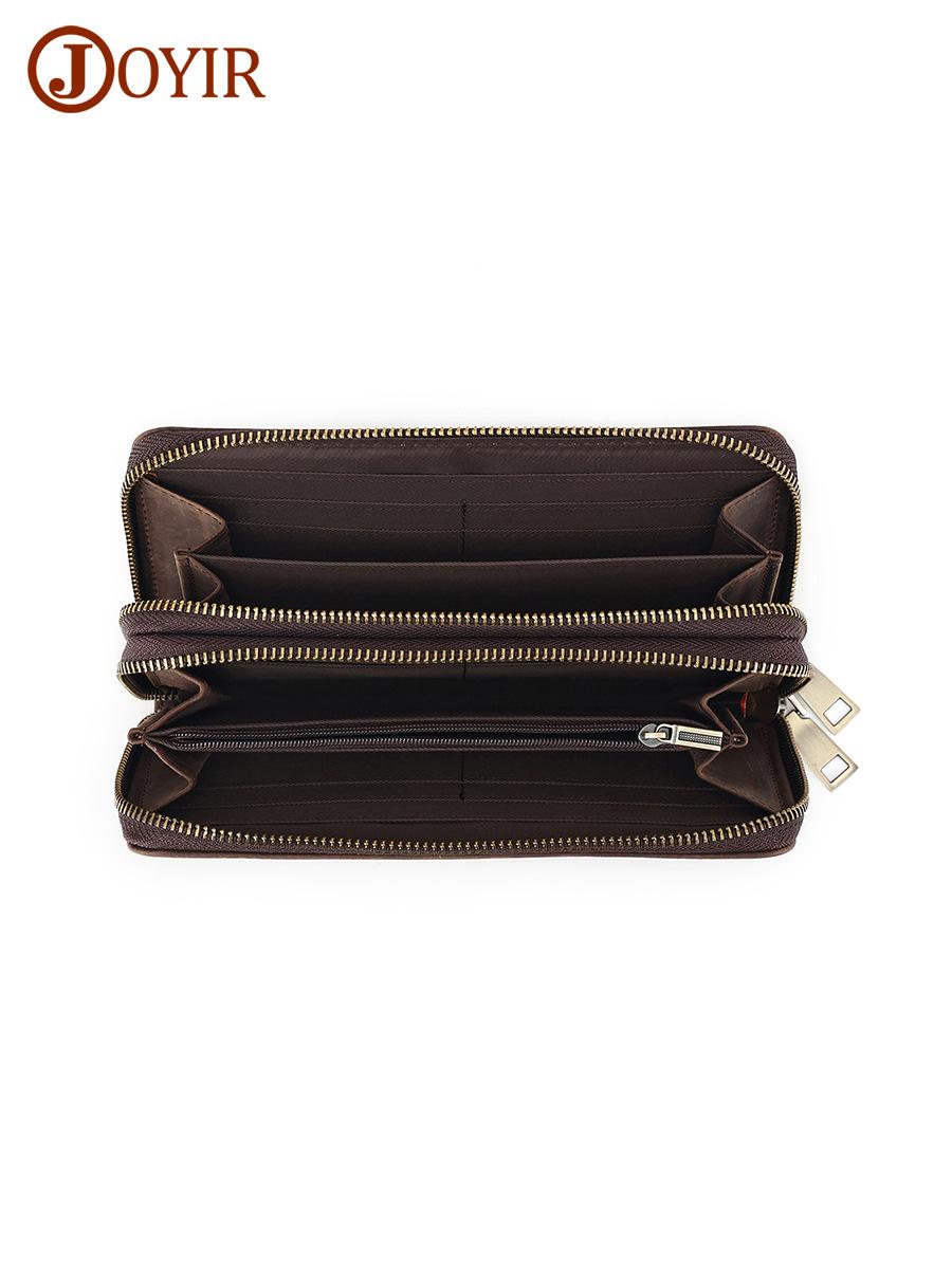 New leather clutch bag men s bag double zipper cowhide long wallet mad horse leather retro RFID wallet men
