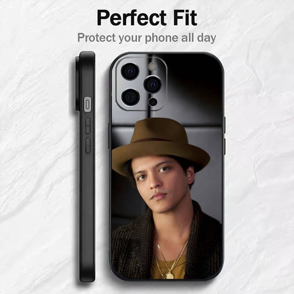 Star B-Bruno M-Mars Printed  Phone Case For iPhone17,16,15,14,13,12 Plus,Max Soft Silicone Black Cover