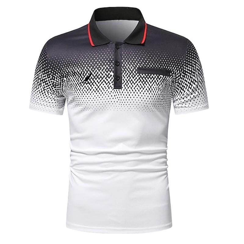 New Men's Printed Casual Turn-down Collar Polo Shirt Men's Business Casual Short-sleeved Shirt