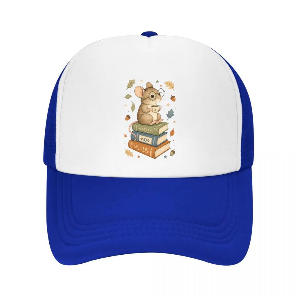 Whimsical Forest Mouse Study Time Mesh Baseball Cap Casual Hat Outdoor For Womens Unisex FeUnisex