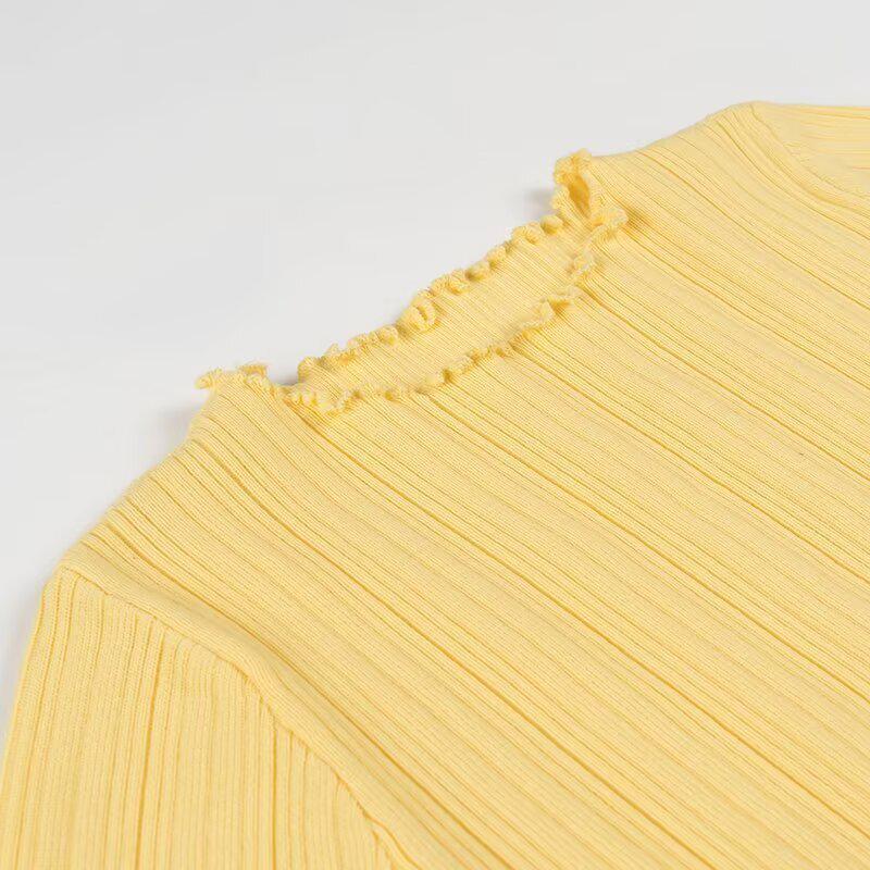 2025 Spring/Summer Slim-Fit Knitted Two-Piece Set with Elastic Waist Midi Skirt