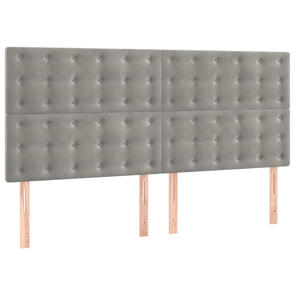 Vidaxl Bed Headboards, 4 Pcs, Light Gray, 80X5X78/88 Cm, Velvet