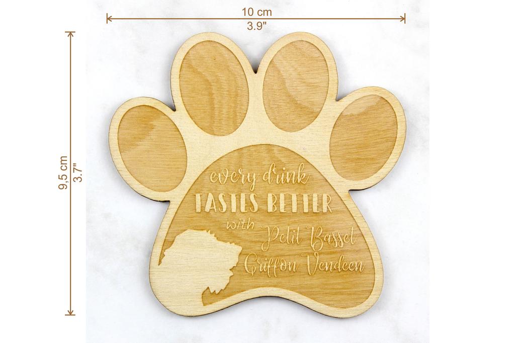 Petit Basset Griffon Vendéen - Mug coaster, engraved coaster with dog, gift for dog lover by Art-Dog brand