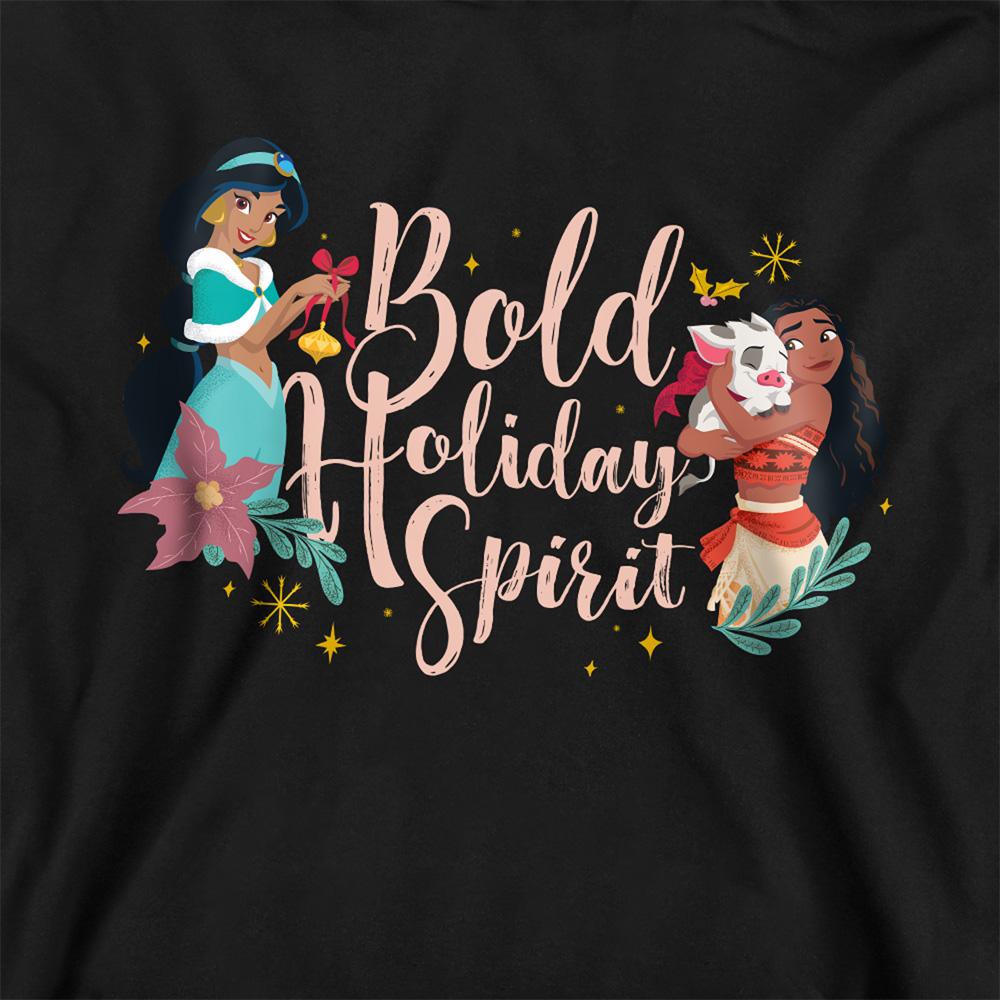 Disney Princess Childrens/Kids Bold Holiday Spirit Jasmine & Moana Heather Christmas Hoodie