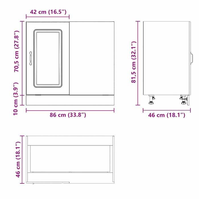 VidaXL Kitchen Cabinet Kalmar Concrete Grey Engineered Wood, Sink Cabinet, Kitchen Cabinet with Drawer 854322