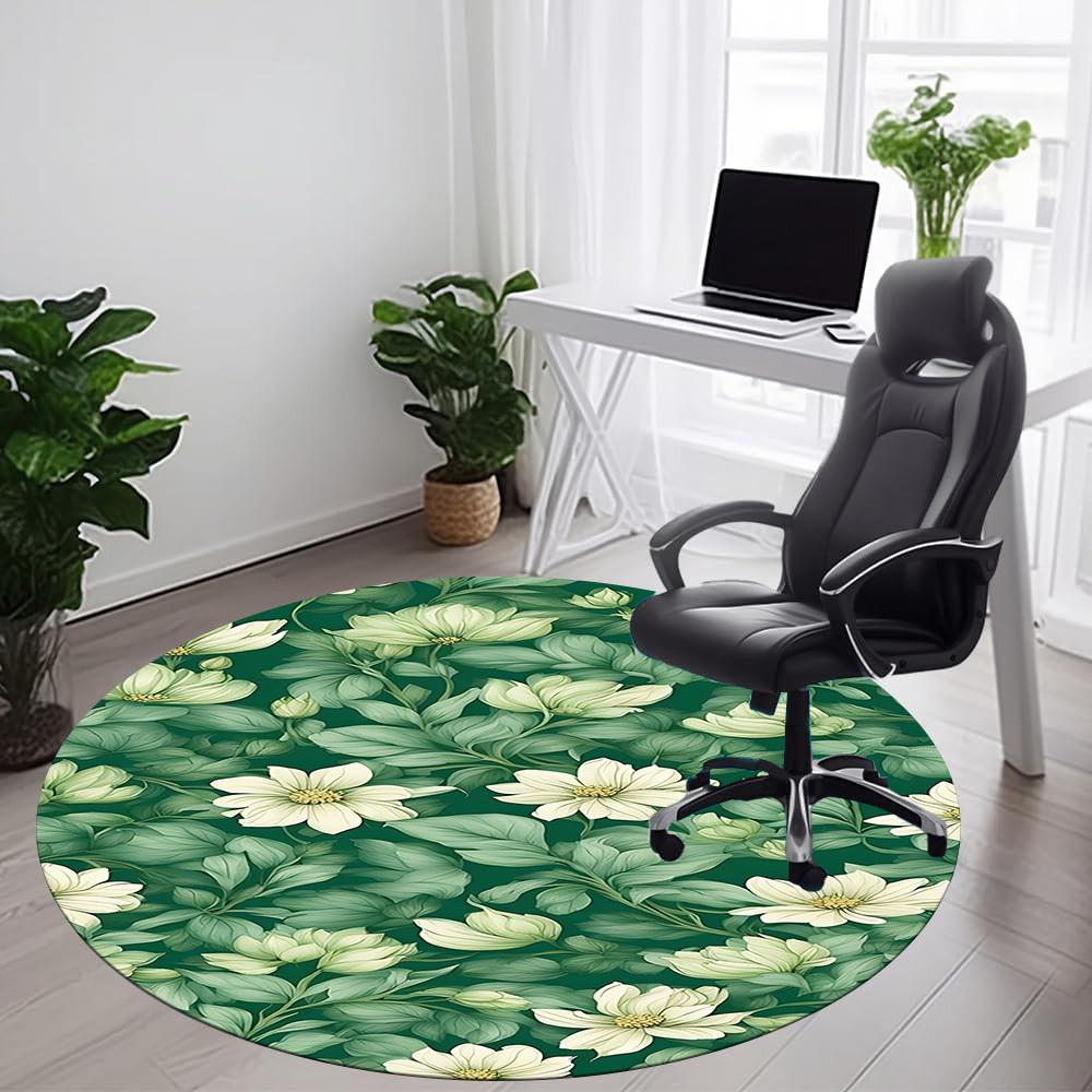 1pc Floral Pattern Office Round Area Rug, Indoor Mat Suitable ForOffice, Under Office Chairs Bedroom Living Room Home Decor, Room Deco  D045