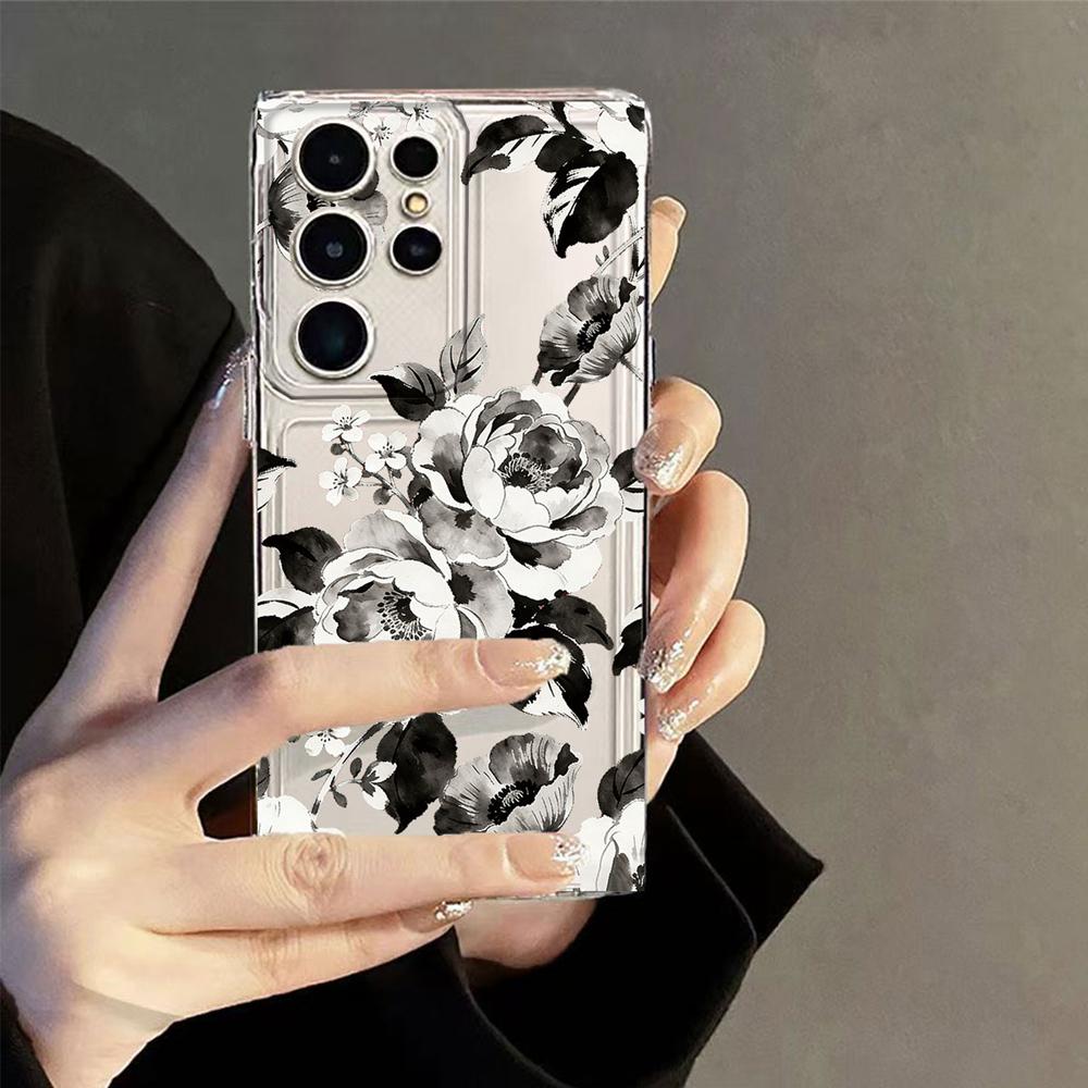 Cute Daisy Floral Transparent Phone Case For Samsung Galaxy S26 S25 S23 S22 Ultra Plus Clear Soft TPU Shockproof Flower Cover