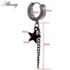 Alisouy 2PCS Stainless Steel Star Cross Snake Spike Skull Sword Blade Chain Feather Spider Dangle Women Men Huggie Hoop Earrings