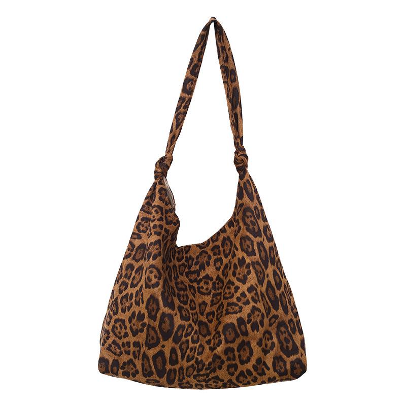 Crossbody tote bag handbag leopard print canvas bag women's large-capacity casual versatile lightweight shoulder bag