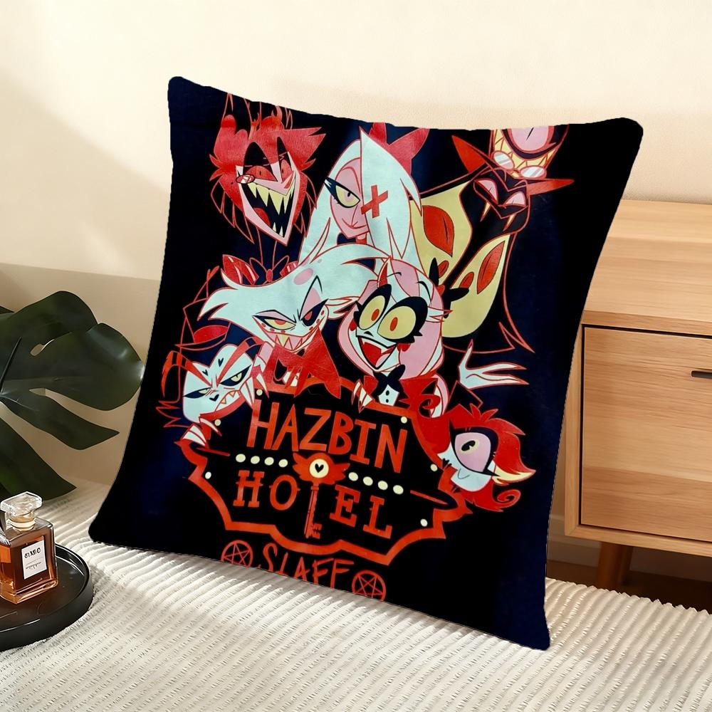 Cushion Cover Silky Short Plush Home Sofa Cushion Cover - Invisible Zipper Home Decoration Hazbin Hotle-S Anime