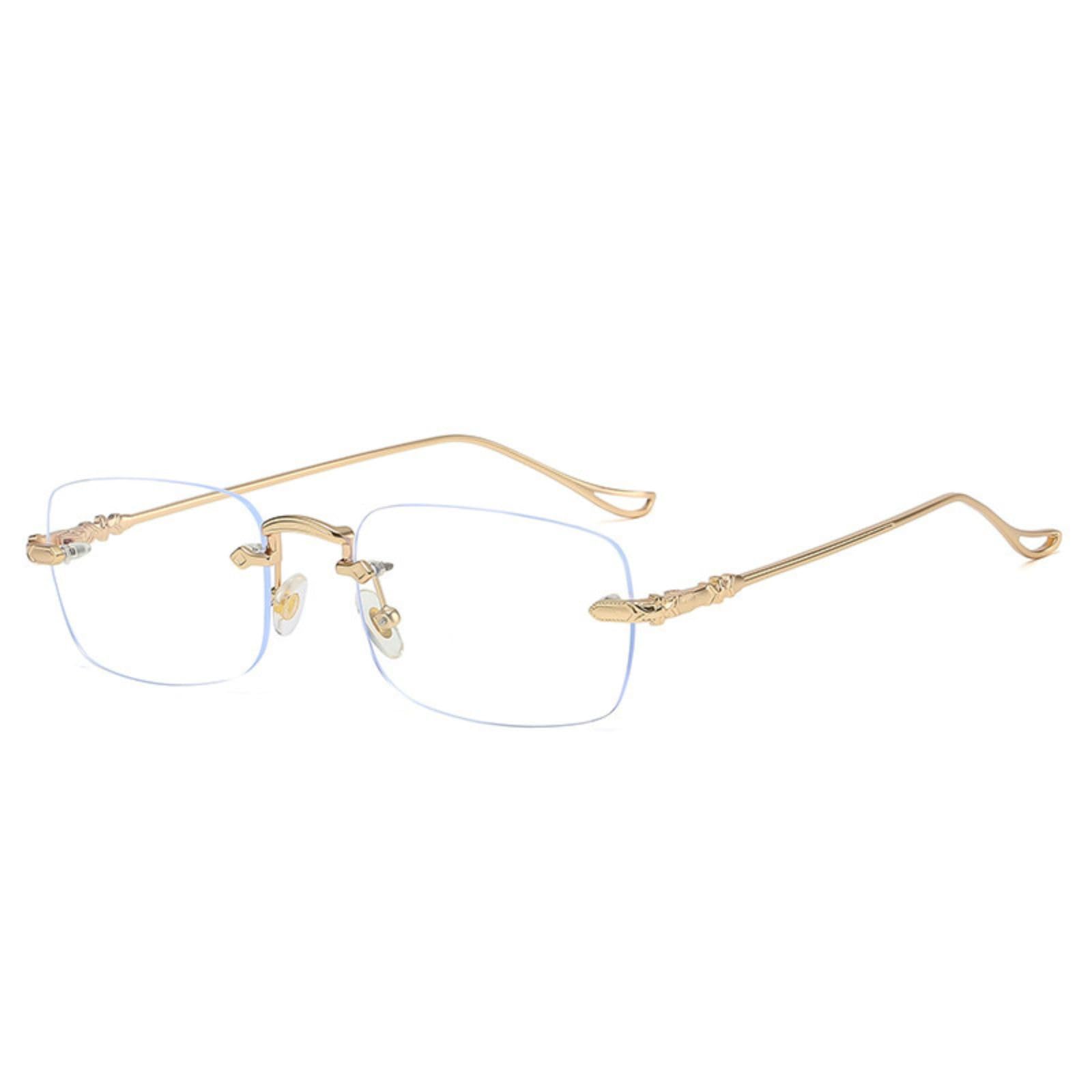 Blue Light Blocking for Computers and and [geneX] Glasses, Rimless, Non-Prescription, Smartphones, Men s Women s (Gold)
