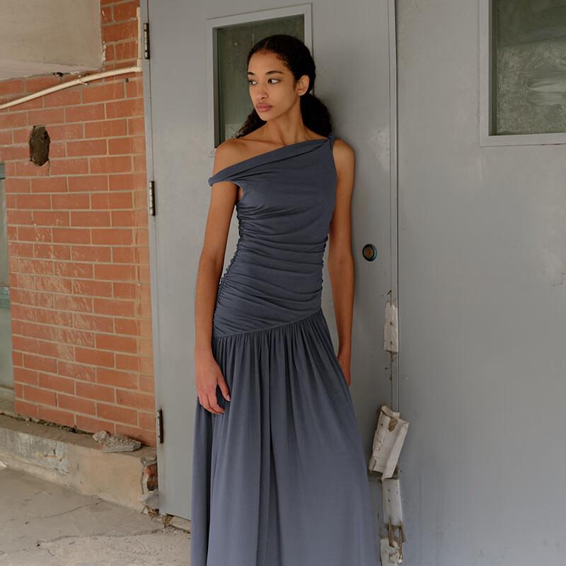 GREEN BELT Modal Off-shoulder A-line Maxi Dress