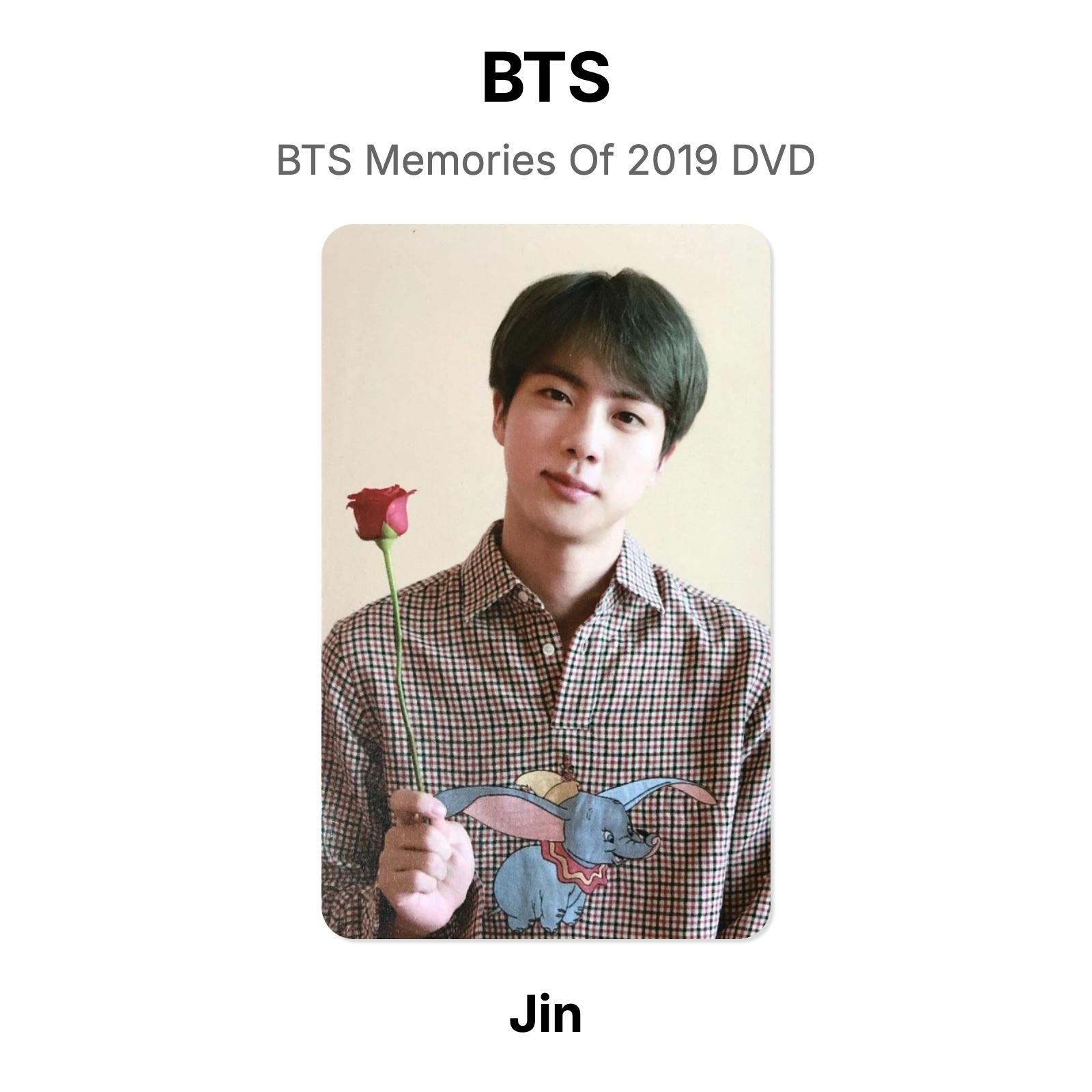 BTS BTS Memories Of 2019 DVD Официальная фотокарточка Jin