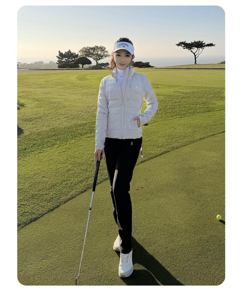 TASHI GOLF Women's Winter Warm Slimming Down Jacket & High Waist Fleece Pants Set
