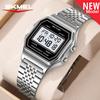 SKMEI 2465 Electronic Mens Wristwatches LED Display Sport Stainless Steel Waterproof Luxury Digital Watch for Men Reloj Hombre