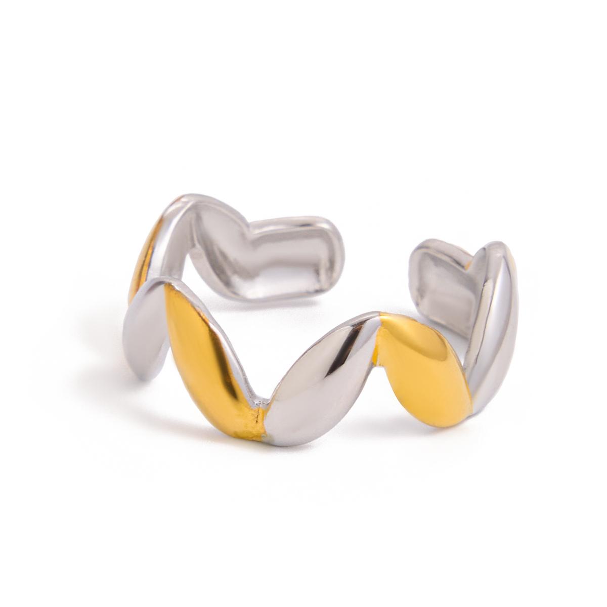 

Yori Wave Line Colorblock Adjustable Open Ring 18K PVD Plated High Quality Charm Stylish Jewelry Gift Wholesale