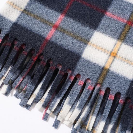 Double-Sided Velvet Scarf with Tassel Decoration Plaid Print Autumn Winter Warm Cashmere-like Scarf Fashion Accessory