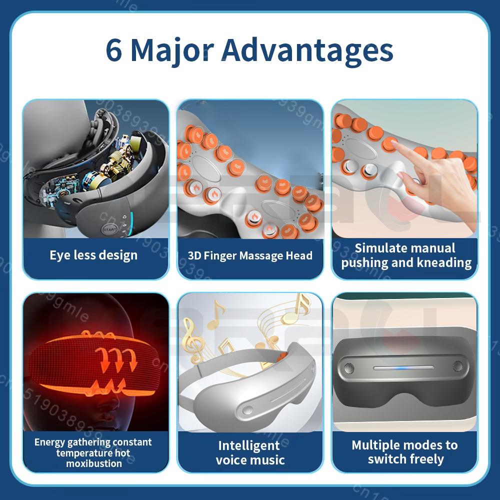 Electric Eye Massager Vibration Therapy Air Pressure Heating Massage Relax Health Care Fatigue Stress Bluetooth Music Foldable